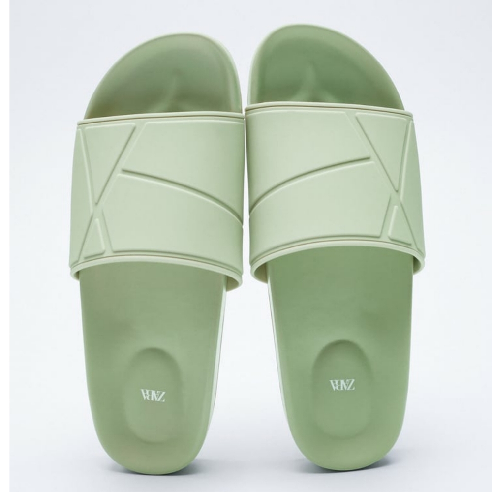 NWT ZARA LOW HEEL SANDALS MINT GREEN - Picture 5 of 8